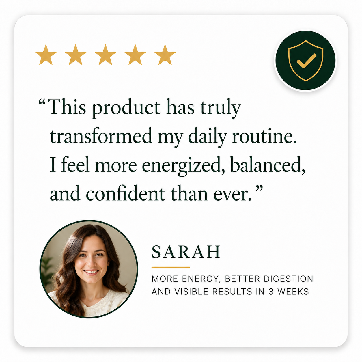 Sarah testimonial card