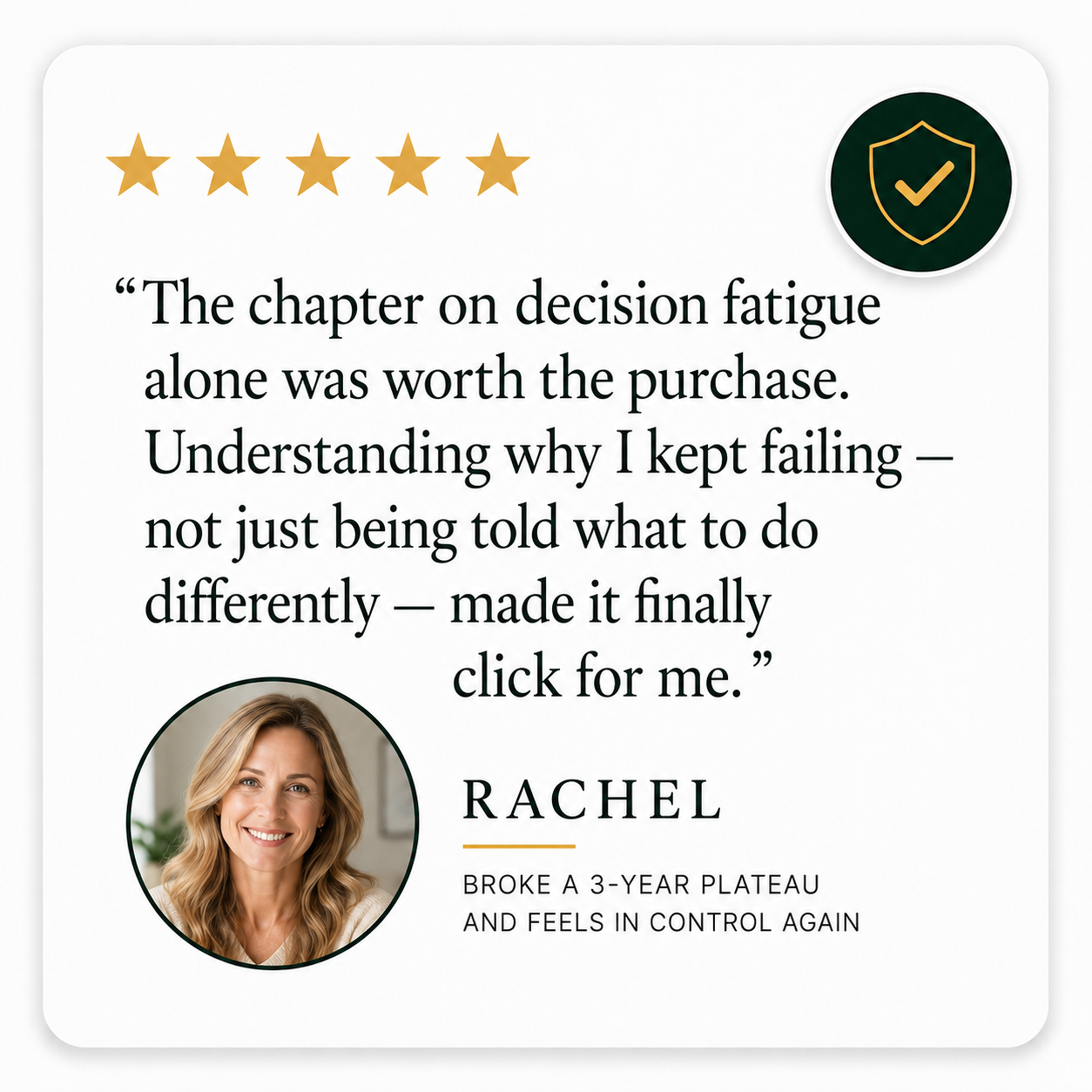 Rachel testimonial card